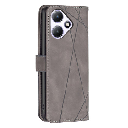 Infinix Hot 30 Play NFC Rhombus Texture Leather Phone Case with Magnetic Buckle and Card Holder