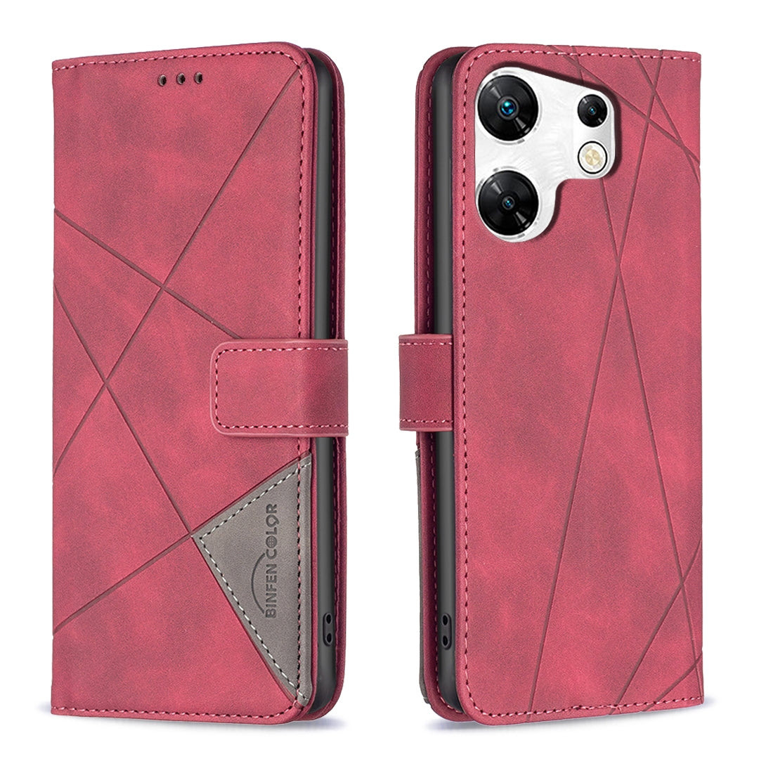 Infinix Zero 30 4G Rhombus Texture Leather Phone Case with Magnetic Buckle and Card Holder