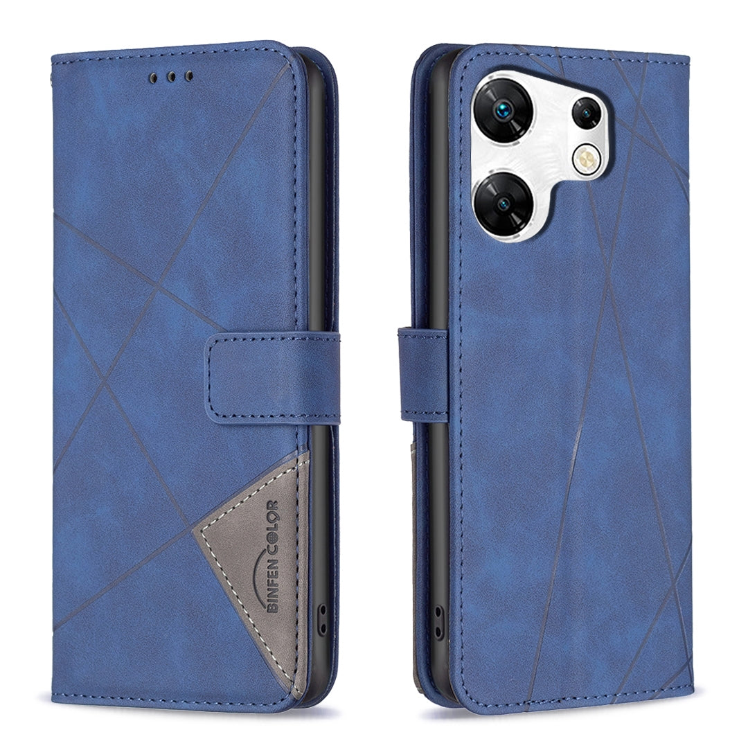 Infinix Zero 30 4G Rhombus Texture Leather Phone Case with Magnetic Buckle and Card Holder