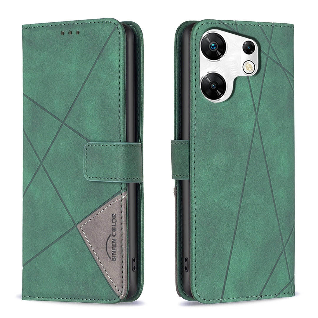 Infinix Zero 30 4G Rhombus Texture Leather Phone Case with Magnetic Buckle and Card Holder