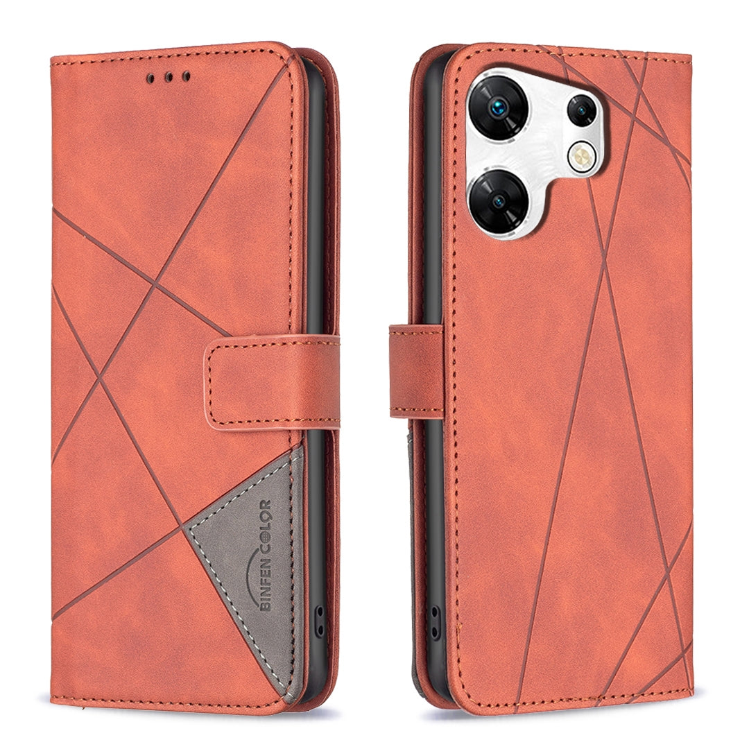 Infinix Zero 30 4G Rhombus Texture Leather Phone Case with Magnetic Buckle and Card Holder