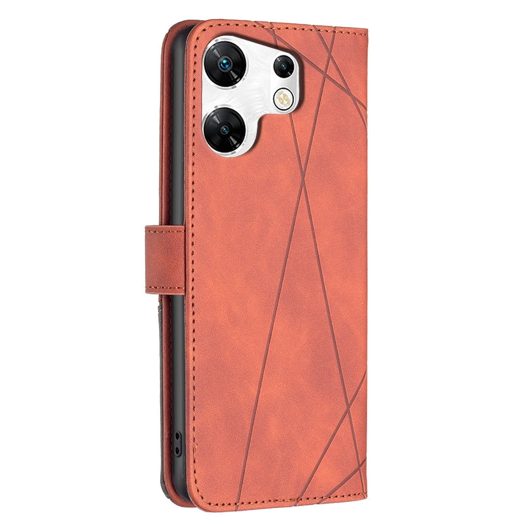 Infinix Zero 30 4G Rhombus Texture Leather Phone Case with Magnetic Buckle and Card Holder