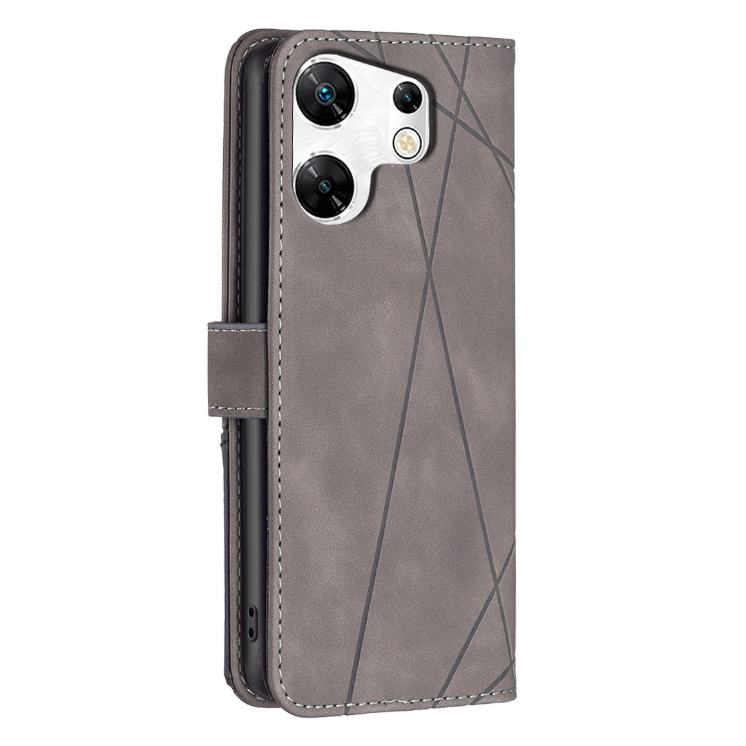 Infinix Zero 30 4G Rhombus Texture Leather Phone Case with Magnetic Buckle and Card Holder