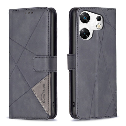 Infinix Zero 30 4G Rhombus Texture Leather Phone Case with Magnetic Buckle and Card Holder