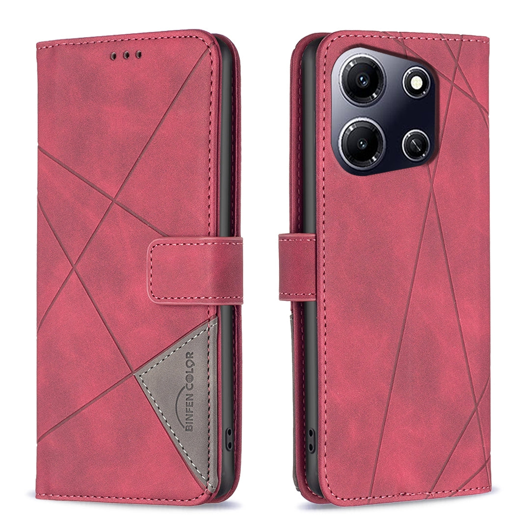 Infinix Note 30i Rhombus Texture Leather Phone Case with Magnetic Buckle and Card Holder