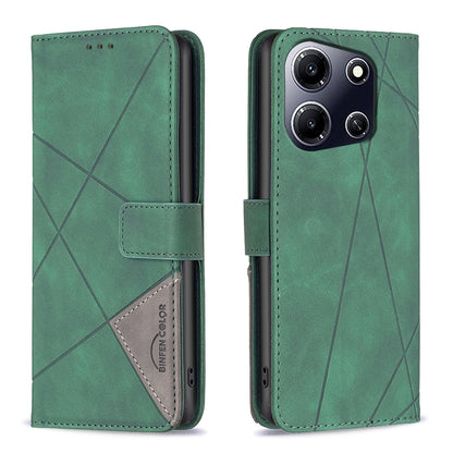 Infinix Note 30i Rhombus Texture Leather Phone Case with Magnetic Buckle and Card Holder