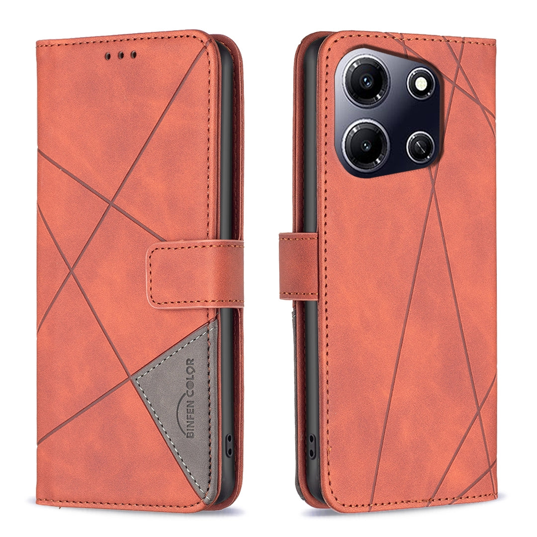 Infinix Note 30i Rhombus Texture Leather Phone Case with Magnetic Buckle and Card Holder