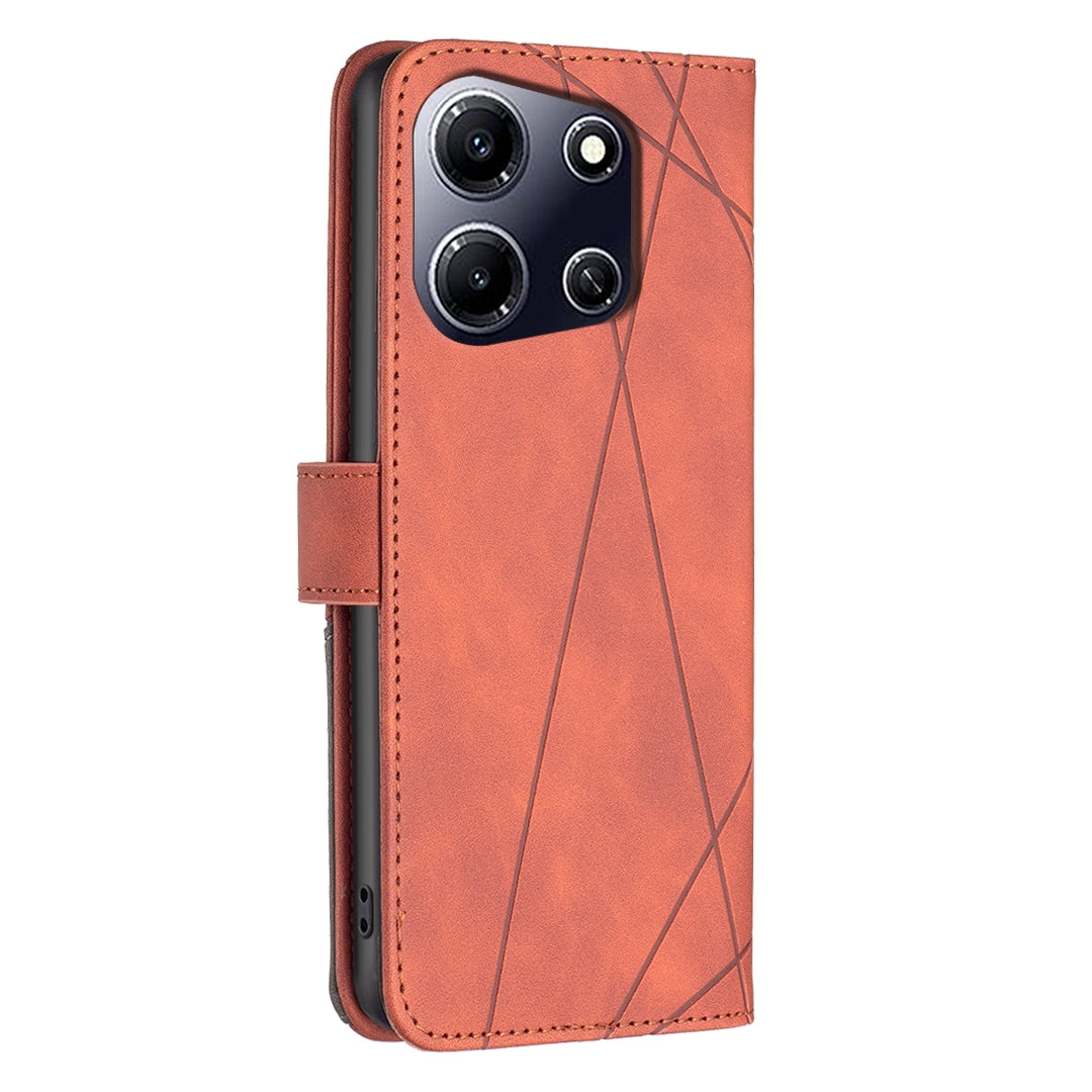 Infinix Note 30i Rhombus Texture Leather Phone Case with Magnetic Buckle and Card Holder