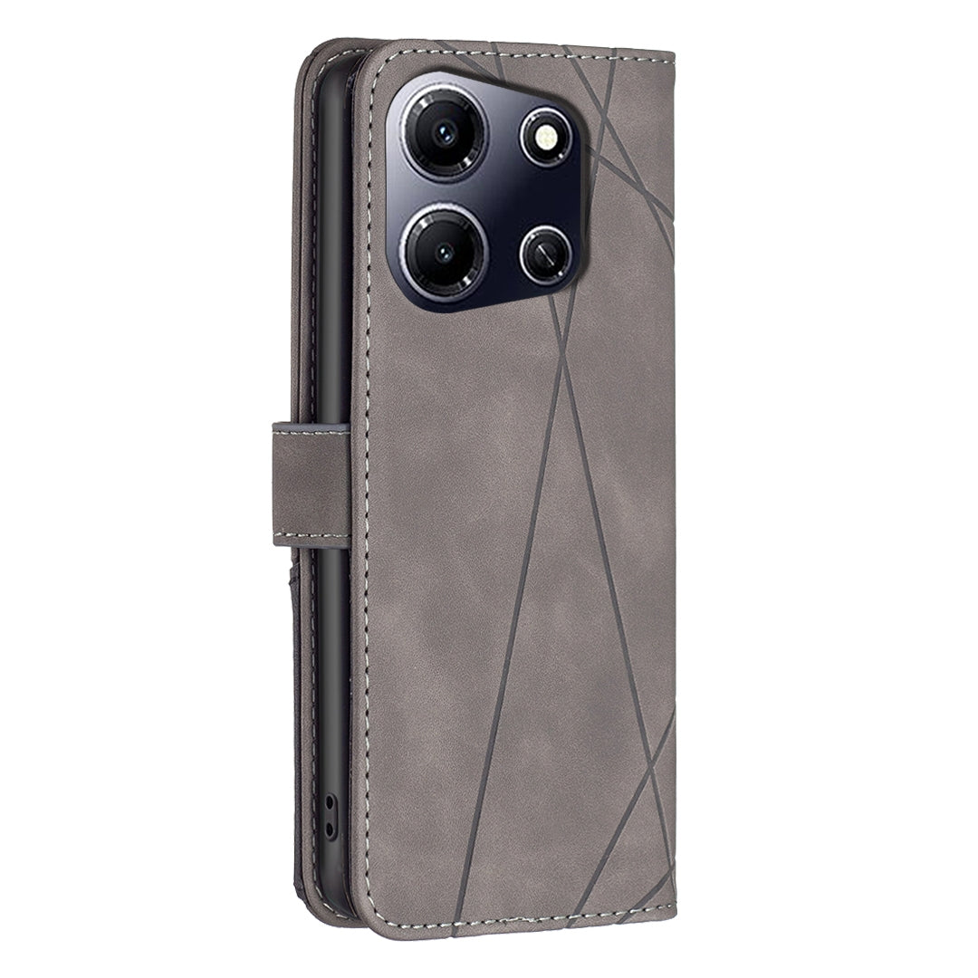 Infinix Note 30i Rhombus Texture Leather Phone Case with Magnetic Buckle and Card Holder