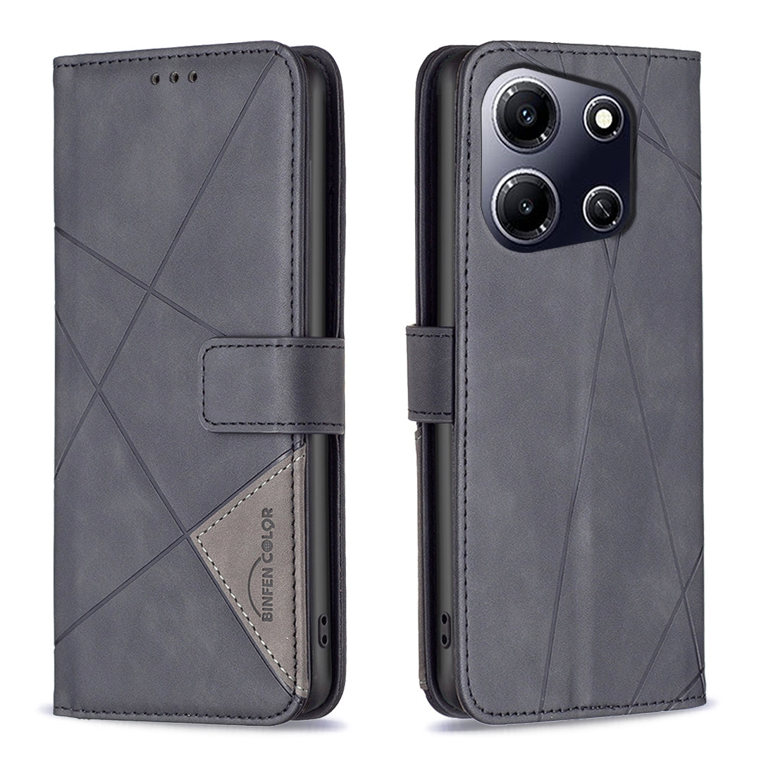 Infinix Note 30i Rhombus Texture Leather Phone Case with Magnetic Buckle and Card Holder