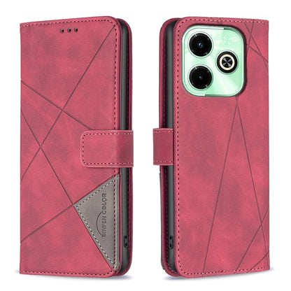 Infinix Hot 40i Rhombus Texture Leather Phone Case with Magnetic Buckle and Card Holder