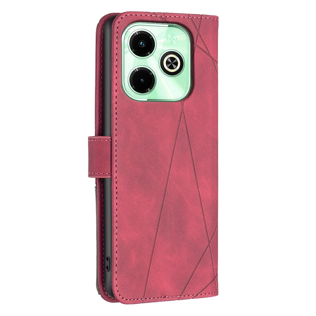 Infinix Hot 40i Rhombus Texture Leather Phone Case with Magnetic Buckle and Card Holder