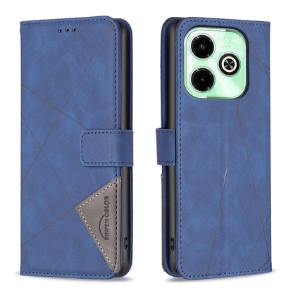 Infinix Hot 40i Rhombus Texture Leather Phone Case with Magnetic Buckle and Card Holder