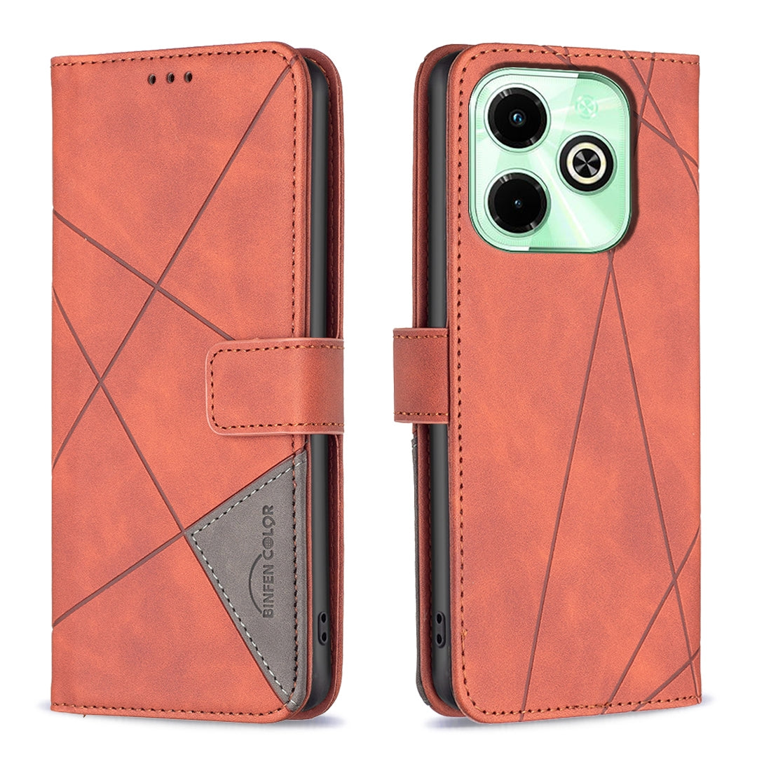 Infinix Hot 40i Rhombus Texture Leather Phone Case with Magnetic Buckle and Card Holder