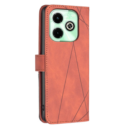 Infinix Hot 40i Rhombus Texture Leather Phone Case with Magnetic Buckle and Card Holder