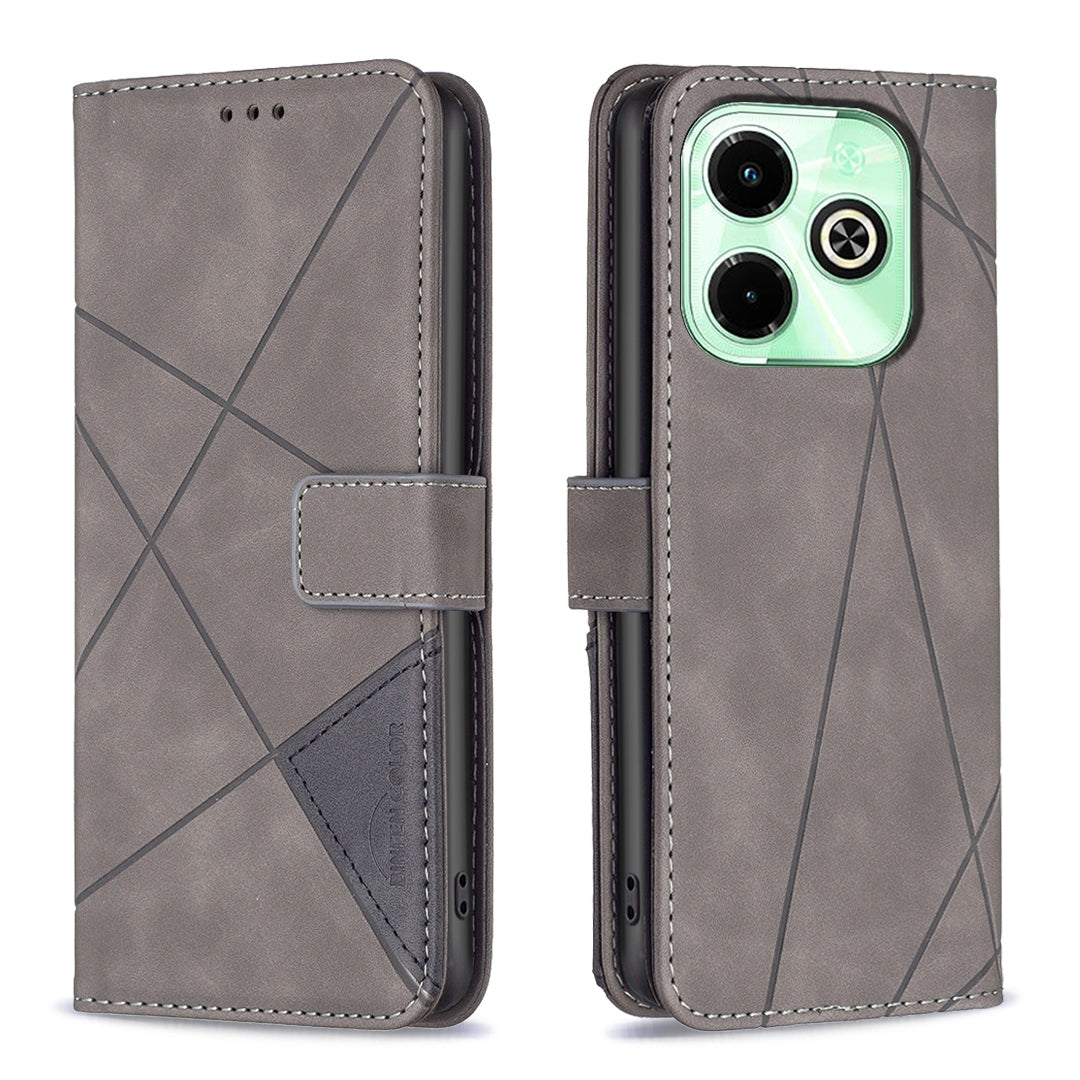 Infinix Hot 40i Rhombus Texture Leather Phone Case with Magnetic Buckle and Card Holder