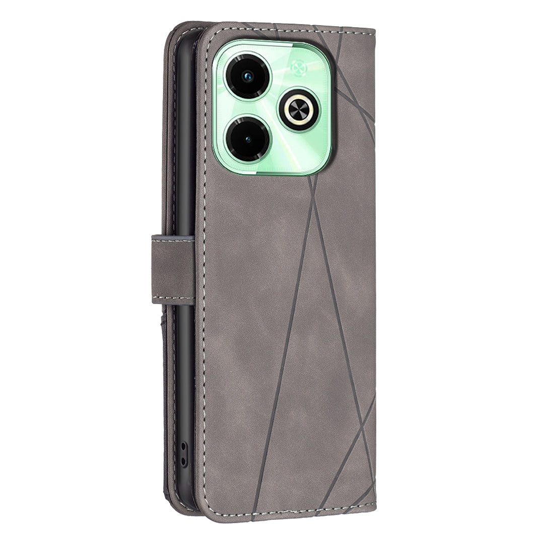 Infinix Hot 40i Rhombus Texture Leather Phone Case with Magnetic Buckle and Card Holder