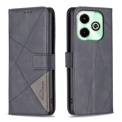 Infinix Hot 40i Rhombus Texture Leather Phone Case with Magnetic Buckle and Card Holder