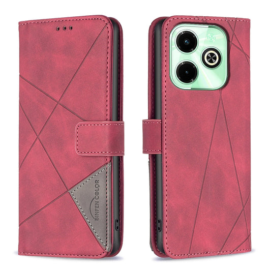 Infinix Hot 40 Rhombus Texture Leather Phone Case with Magnetic Buckle and Card Holder