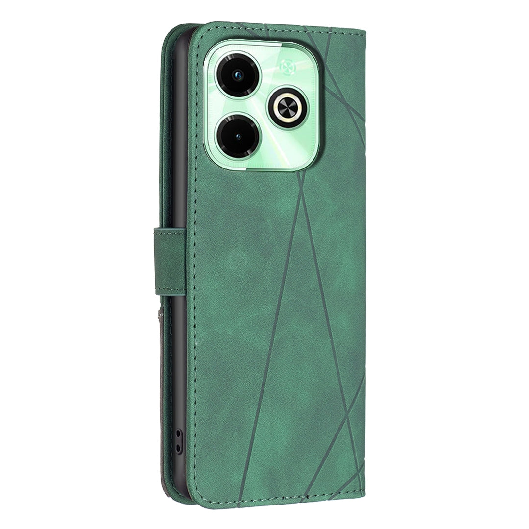 Infinix Hot 40 Pro Rhombus Texture Leather Phone Case with Magnetic Buckle and Card Holder