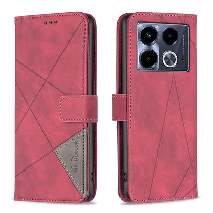 Infinix Note 40 4G Rhombus Texture Leather Phone Case with Magnetic Buckle and Card Holder