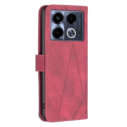 Infinix Note 40 4G Rhombus Texture Leather Phone Case with Magnetic Buckle and Card Holder