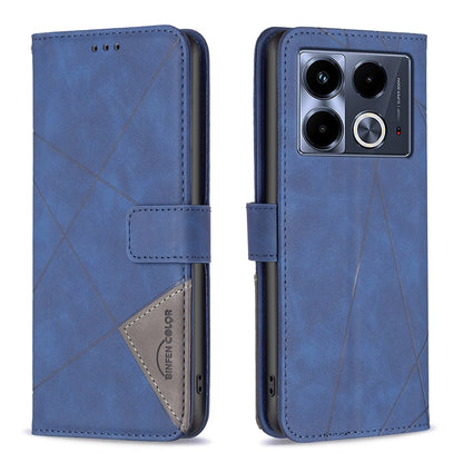 Infinix Note 40 4G Rhombus Texture Leather Phone Case with Magnetic Buckle and Card Holder