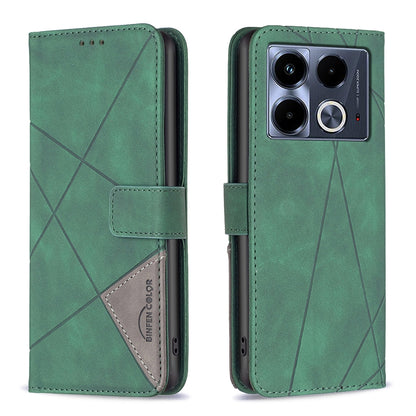 Infinix Note 40 4G Rhombus Texture Leather Phone Case with Magnetic Buckle and Card Holder