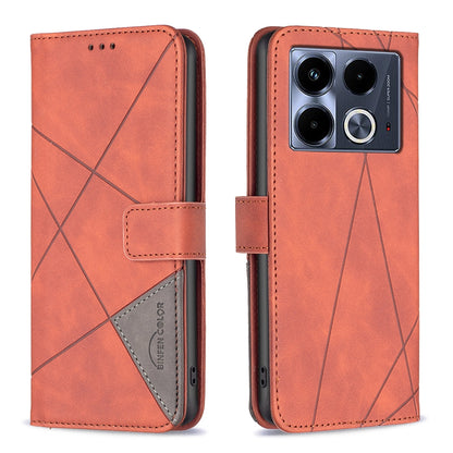 Infinix Note 40 4G Rhombus Texture Leather Phone Case with Magnetic Buckle and Card Holder