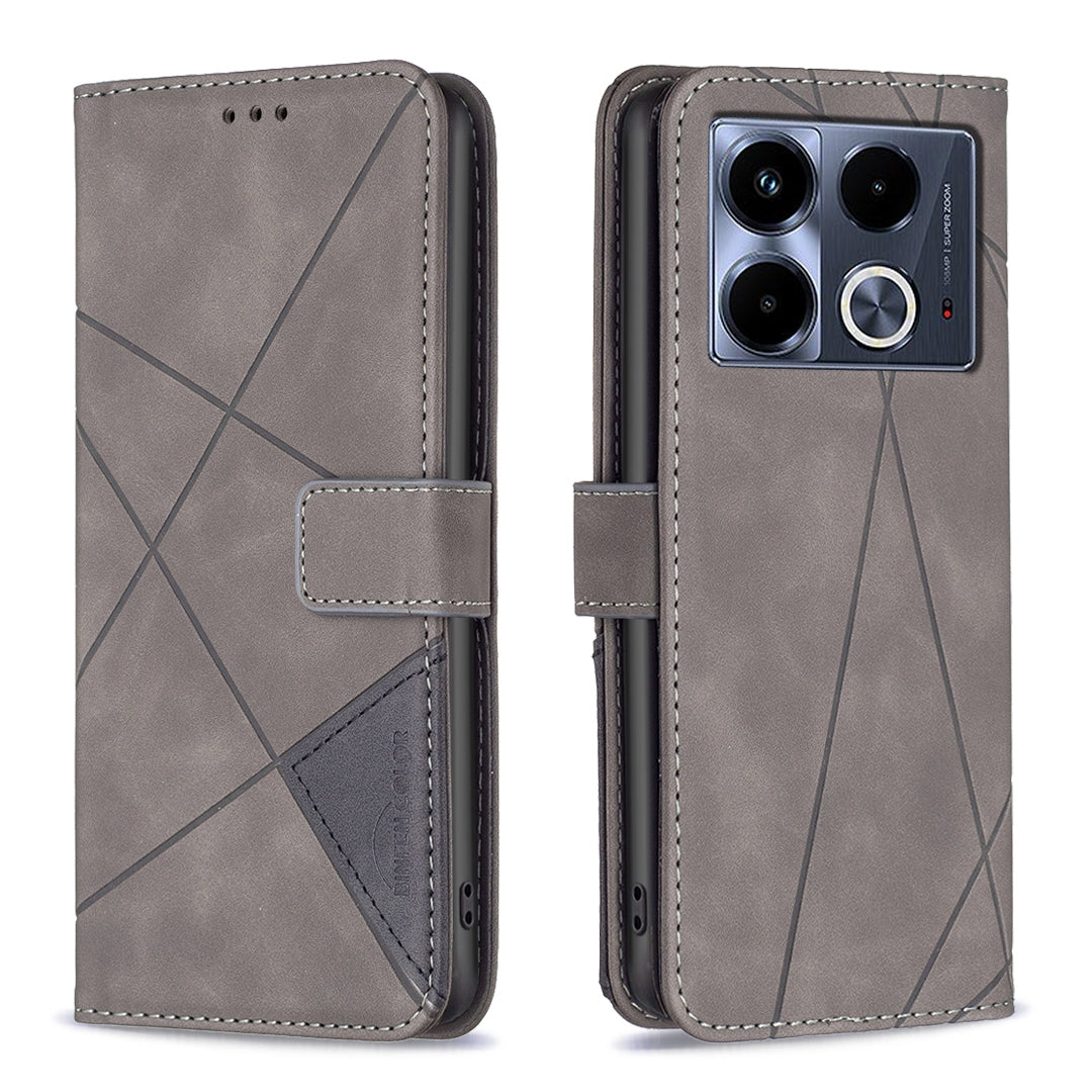 Infinix Note 40 4G Rhombus Texture Leather Phone Case with Magnetic Buckle and Card Holder