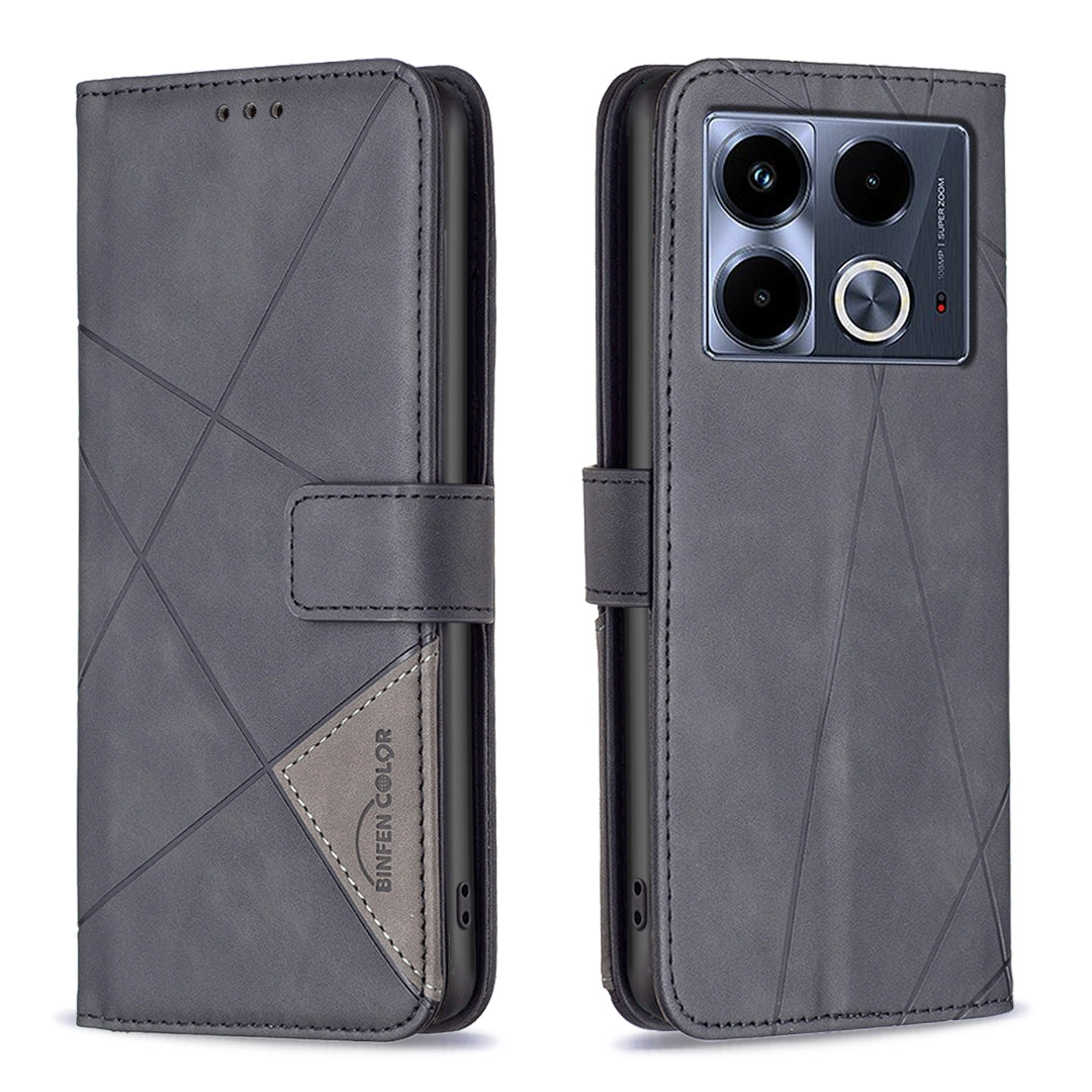 Infinix Note 40 4G Rhombus Texture Leather Phone Case with Magnetic Buckle and Card Holder