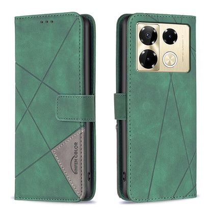 Infinix Note 40 Pro 4G Rhombus Texture Leather Phone Case with Magnetic Buckle and Card Holder