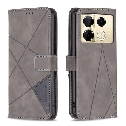 Infinix Note 40 Pro+ 5G Rhombus Texture Leather Phone Case with Magnetic Buckle and Card Holder