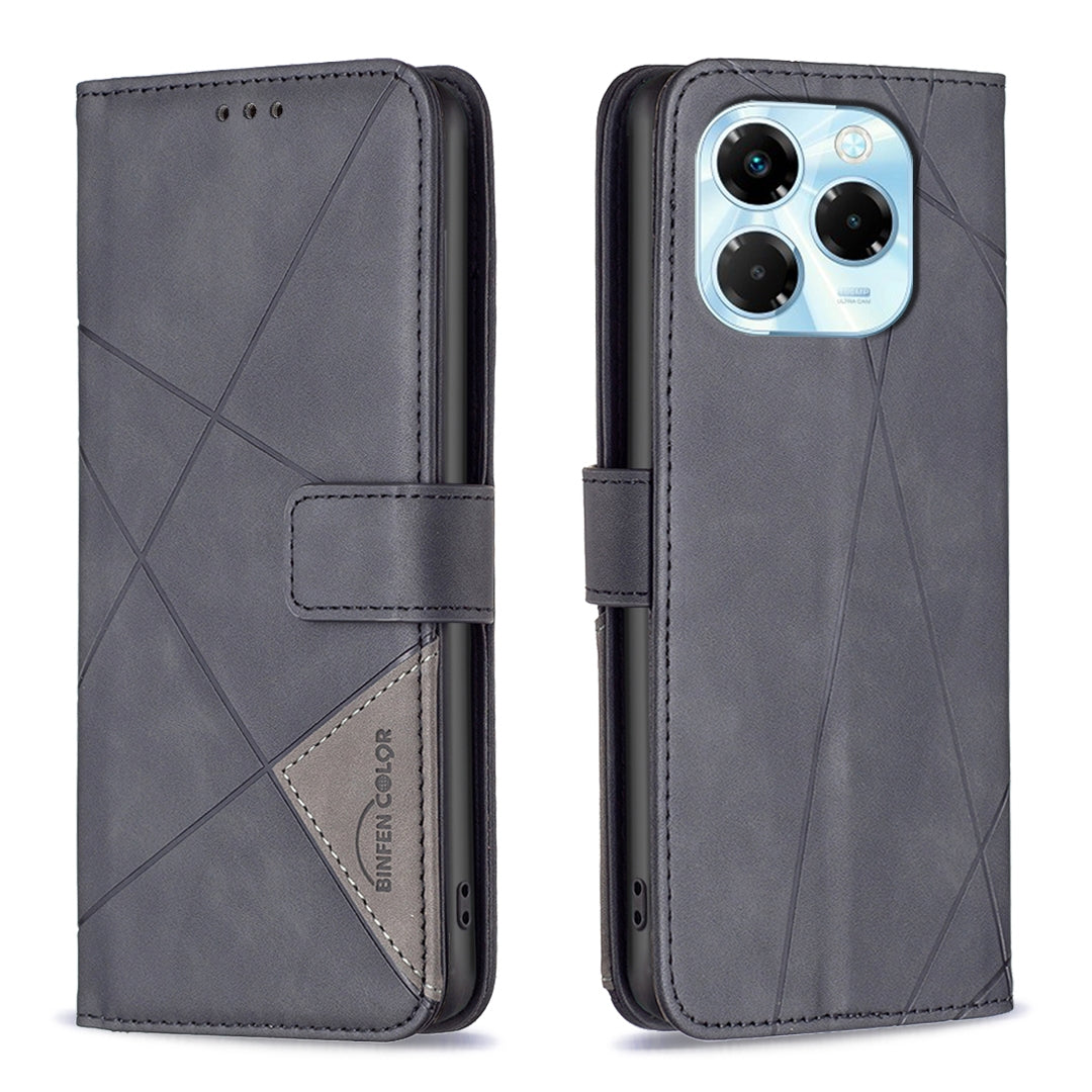 Infinix Note 40X 5G Rhombus Texture Leather Phone Case with Magnetic Buckle and Card Holder