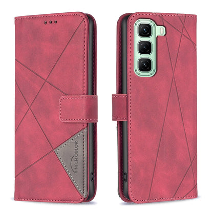 Infinix Hot 50 5G Rhombus Texture Leather Phone Case with Magnetic Buckle and Card Holder