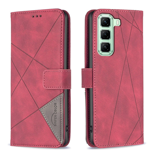 Infinix Hot 50 5G Rhombus Texture Leather Phone Case with Magnetic Buckle and Card Holder