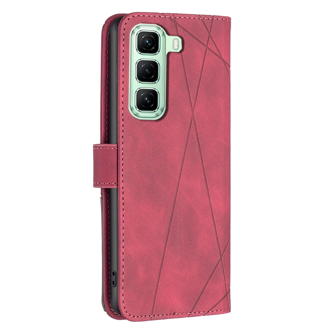 Infinix Hot 50 5G Rhombus Texture Leather Phone Case with Magnetic Buckle and Card Holder