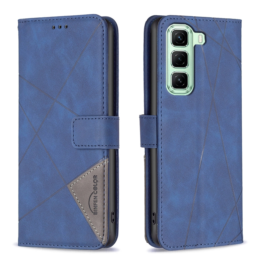 Infinix Hot 50 5G Rhombus Texture Leather Phone Case with Magnetic Buckle and Card Holder