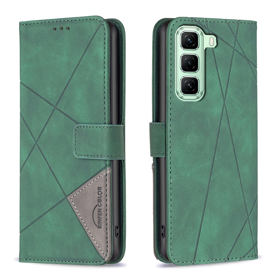 Infinix Hot 50 5G Rhombus Texture Leather Phone Case with Magnetic Buckle and Card Holder