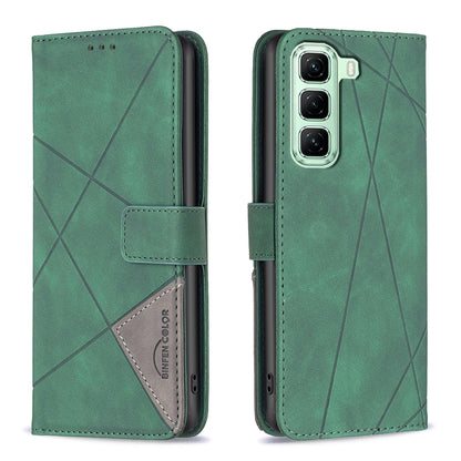 Infinix Hot 50 5G Rhombus Texture Leather Phone Case with Magnetic Buckle and Card Holder