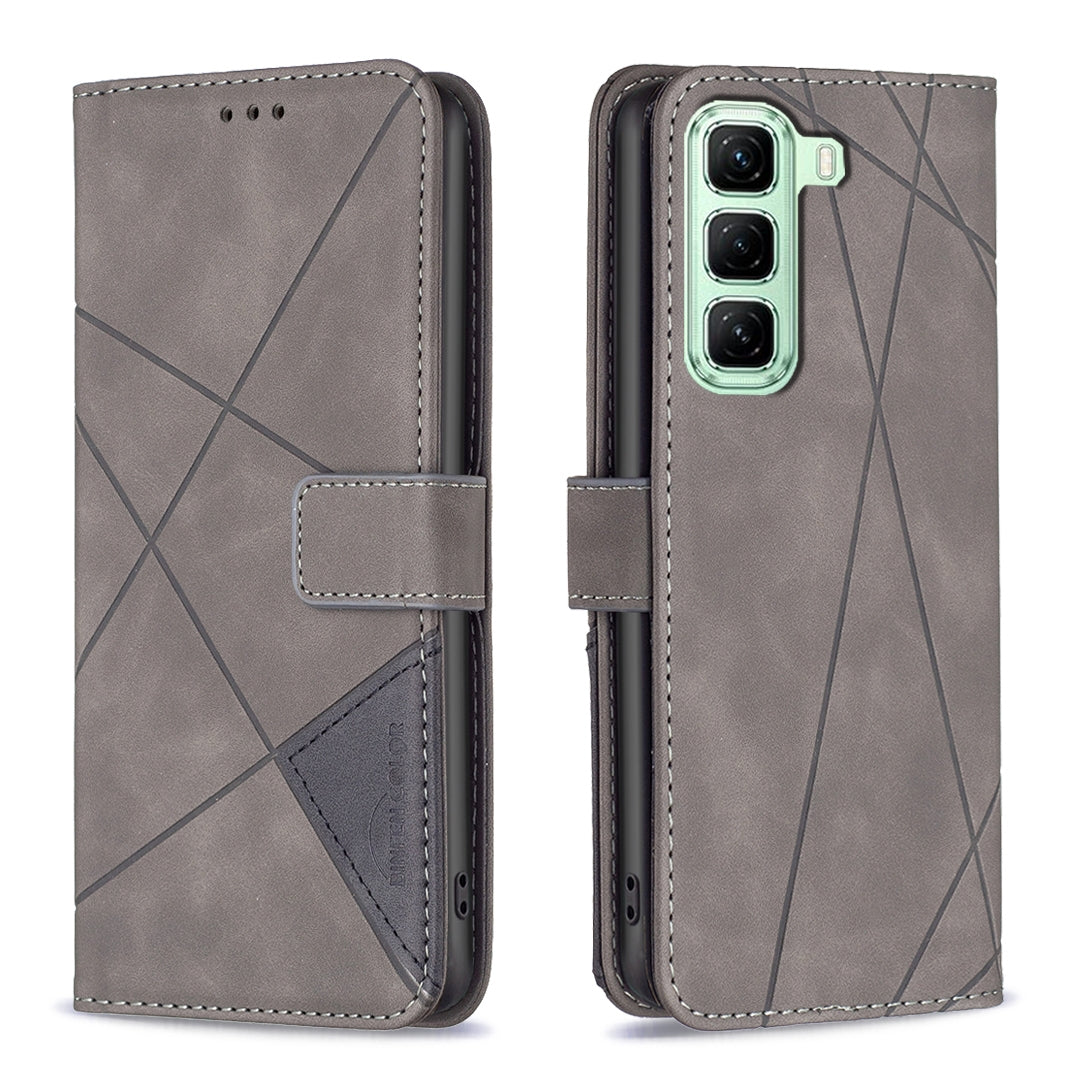 Infinix Hot 50 5G Rhombus Texture Leather Phone Case with Magnetic Buckle and Card Holder