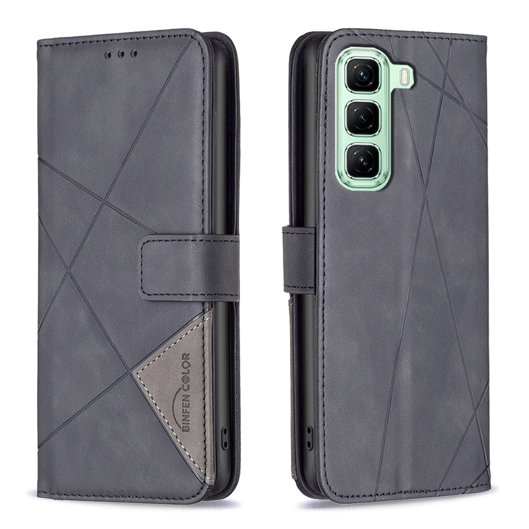 Infinix Hot 50 5G Rhombus Texture Leather Phone Case with Magnetic Buckle and Card Holder