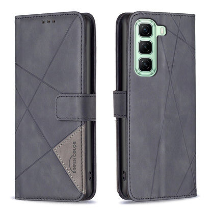 Infinix Hot 50 5G Rhombus Texture Leather Phone Case with Magnetic Buckle and Card Holder