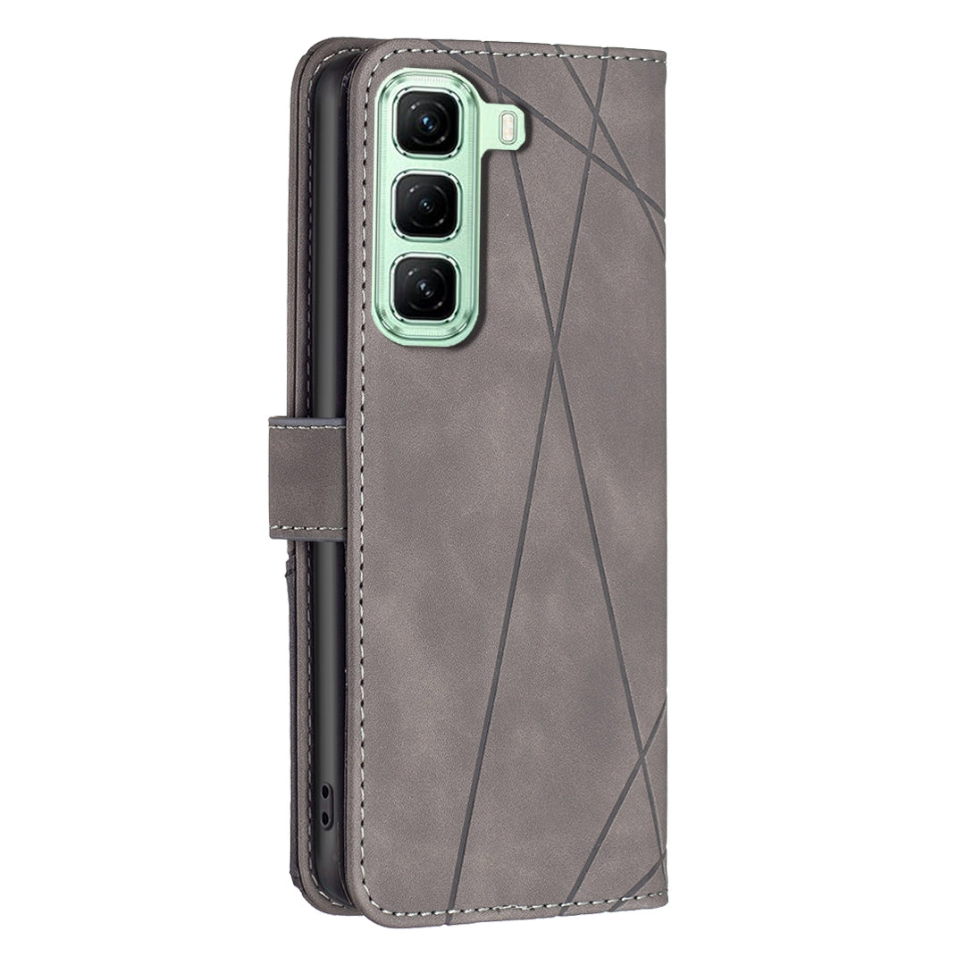 Infinix Hot 50 4G Rhombus Texture Leather Phone Case with Magnetic Buckle and Card Holder