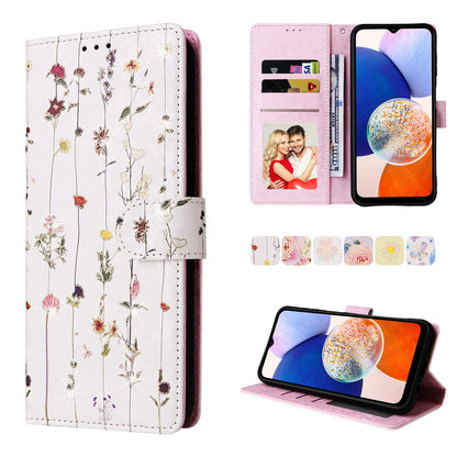 Samsung Galaxy A15 5G Luxury Bronzing Leather Case - Floral RFID Wallet Cover with Stand & Card Slots