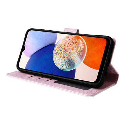 Samsung Galaxy A15 5G Luxury Bronzing Leather Case - Floral RFID Wallet Cover with Stand & Card Slots