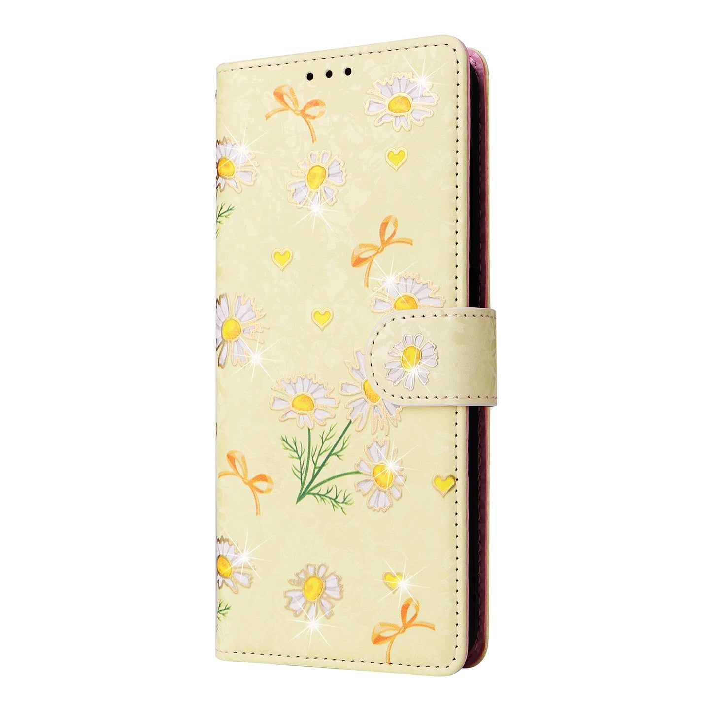 Samsung Galaxy A15 5G Luxury Bronzing Leather Case - Floral RFID Wallet Cover with Stand & Card Slots
