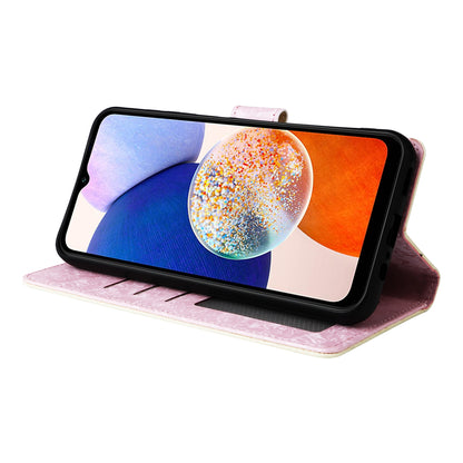 Samsung Galaxy A15 5G Luxury Bronzing Leather Case - Floral RFID Wallet Cover with Stand & Card Slots