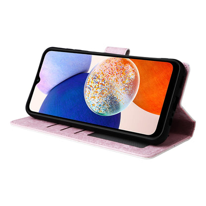 Samsung Galaxy A15 5G Luxury Bronzing Leather Case - Floral RFID Wallet Cover with Stand & Card Slots