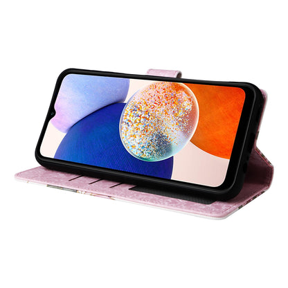 Samsung Galaxy A15 5G Luxury Bronzing Leather Case - Floral RFID Wallet Cover with Stand & Card Slots